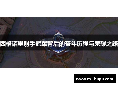 西格诺里射手冠军背后的奋斗历程与荣耀之路