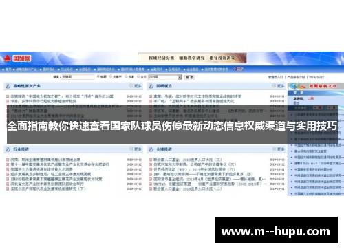 全面指南教你快速查看国家队球员伤停最新动态信息权威渠道与实用技巧